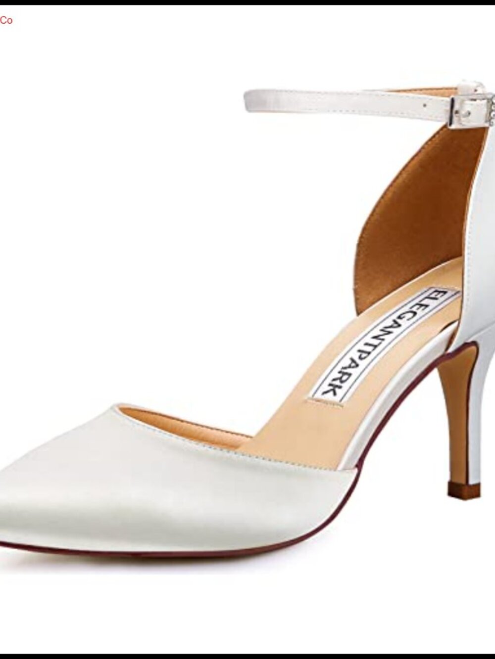 Satin Pointed Toe High Heel Pumps with Ankle Strap for Wedding Evening Party